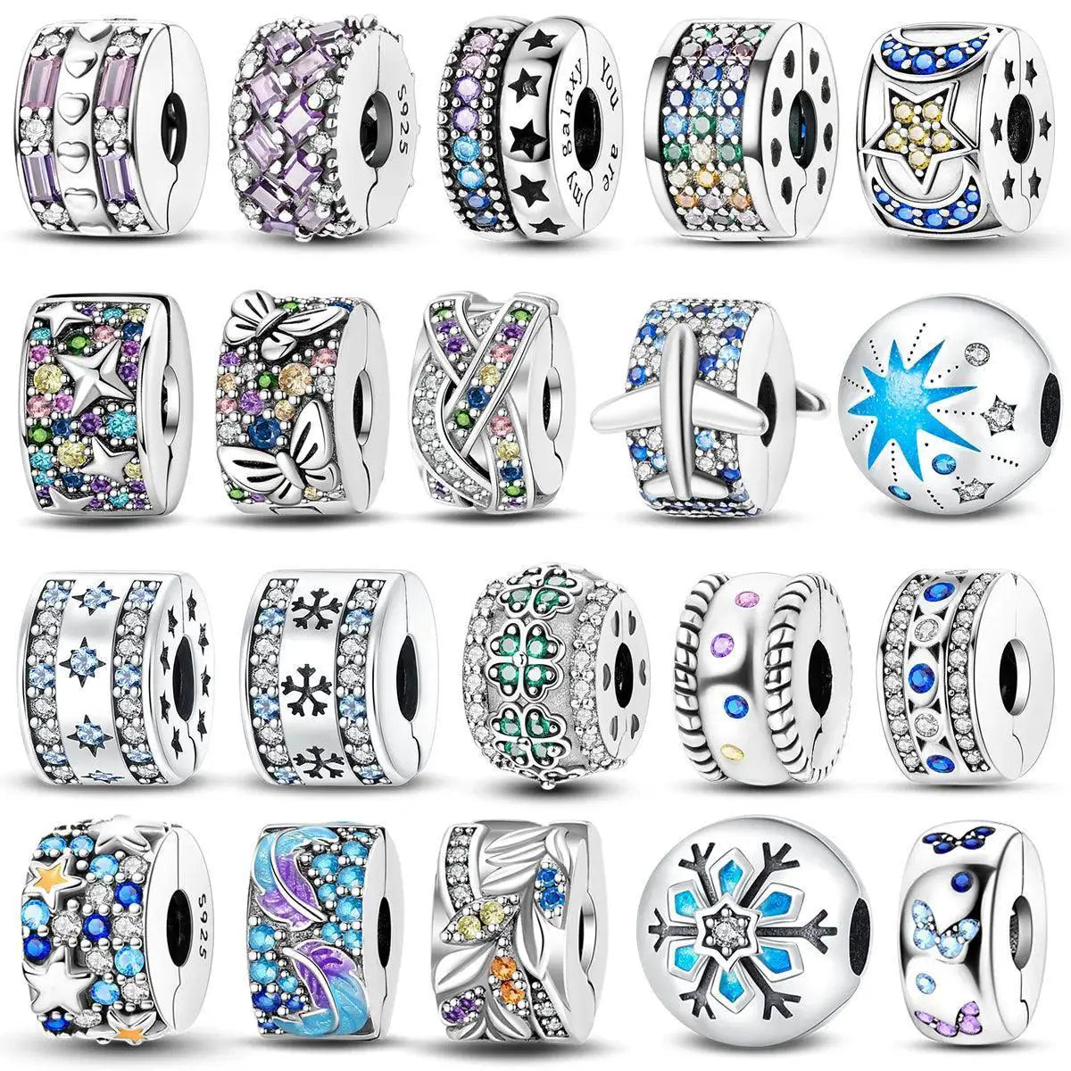 Daisy Sterling Silver Clip Charms With CZ Detailing
