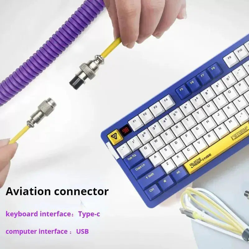 Coiled Cable Type C Mech Wire Premium Keyboard Upgrade USB