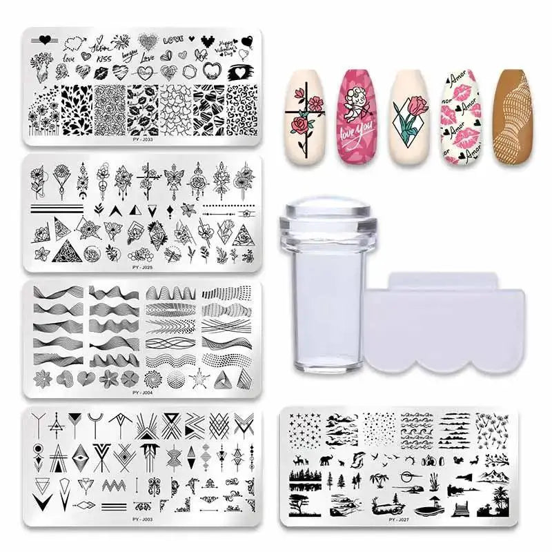 Stainless Steel Nail Art Stamping Plate Set for Manicures