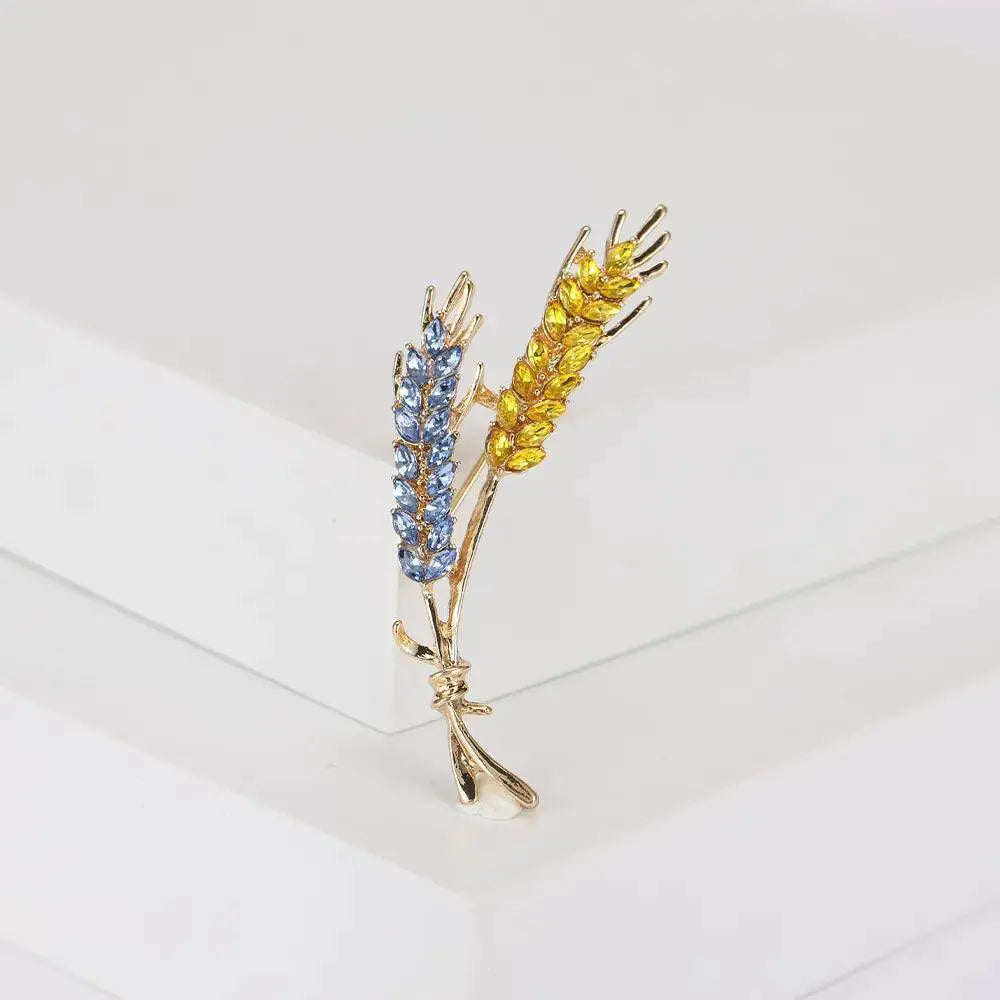 Korean Rhinestone Wheat Lapel Pin Elegant Unisex Accessory