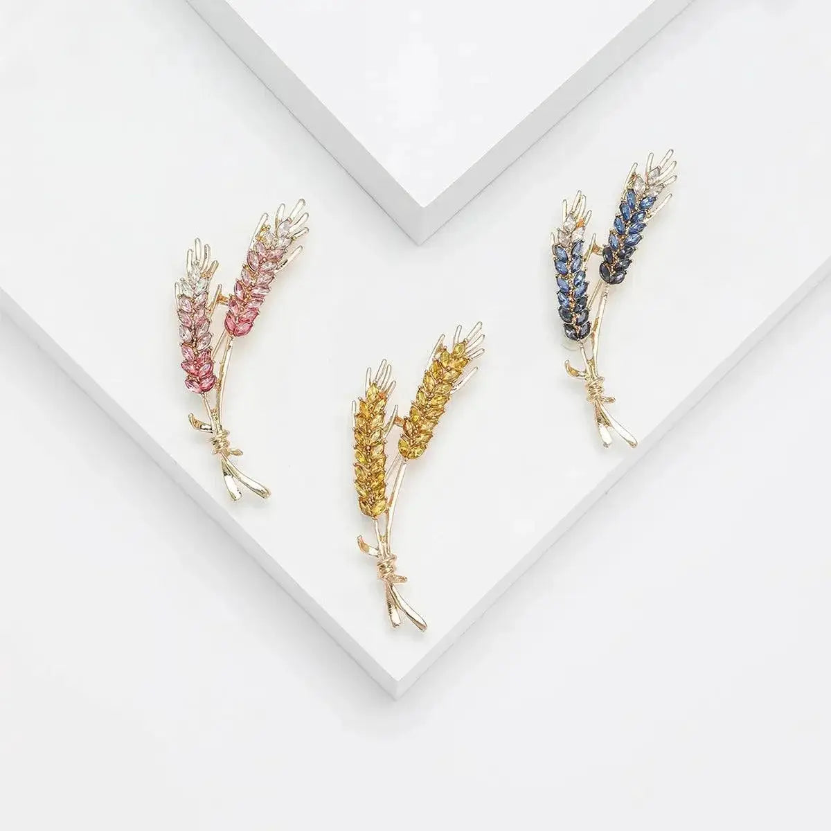 Korean Rhinestone Wheat Lapel Pin Elegant Unisex Accessory