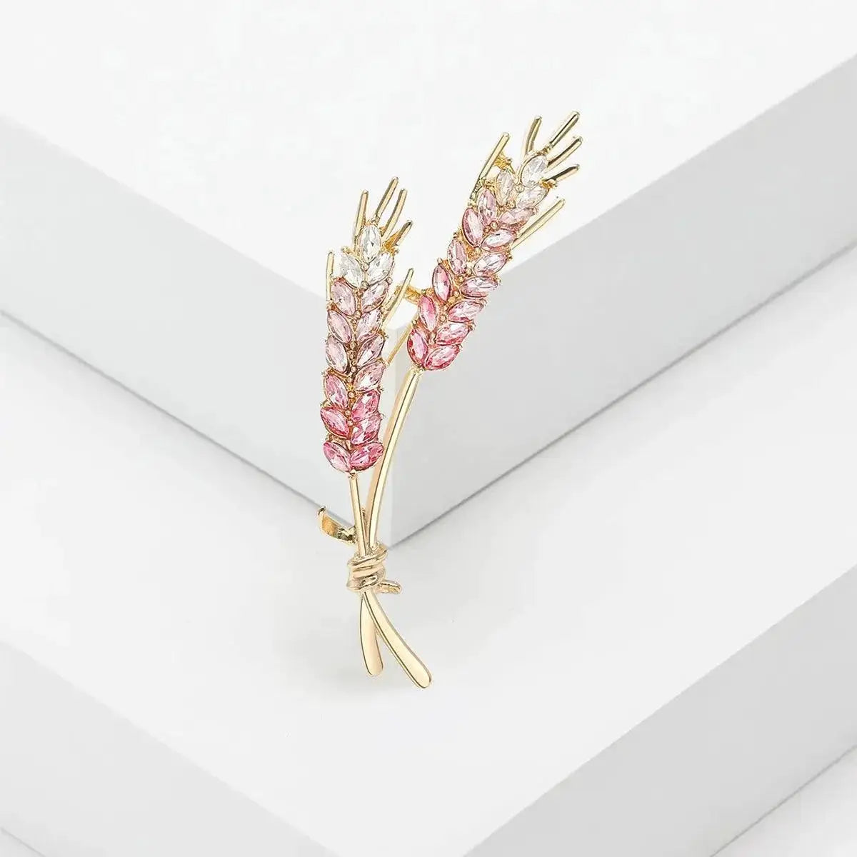 Korean Rhinestone Wheat Lapel Pin Elegant Unisex Accessory