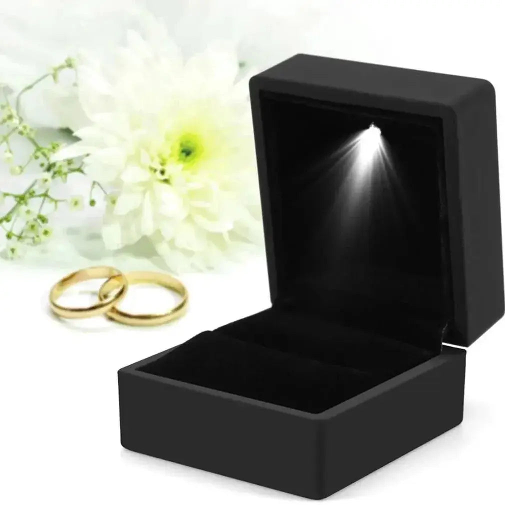 LED Illuminated Ring Box Elegant Jewelry Storage Case