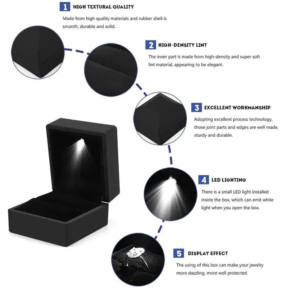 LED Illuminated Ring Box Elegant Jewelry Storage Case