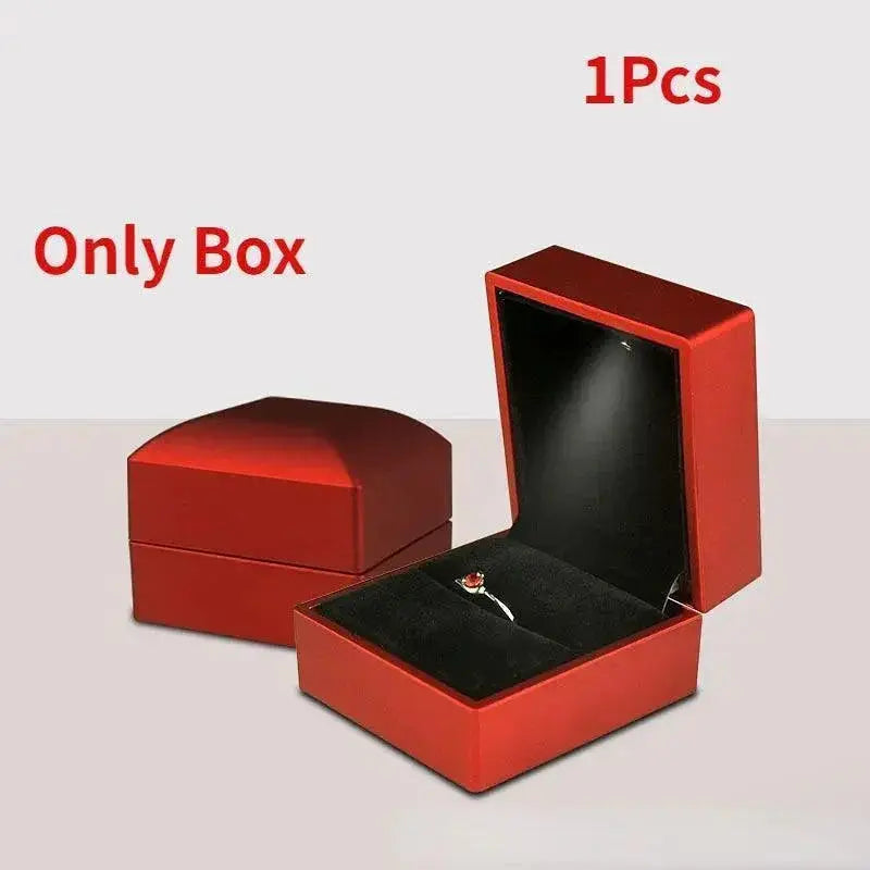 LED Illuminated Ring Box Elegant Jewelry Storage Case