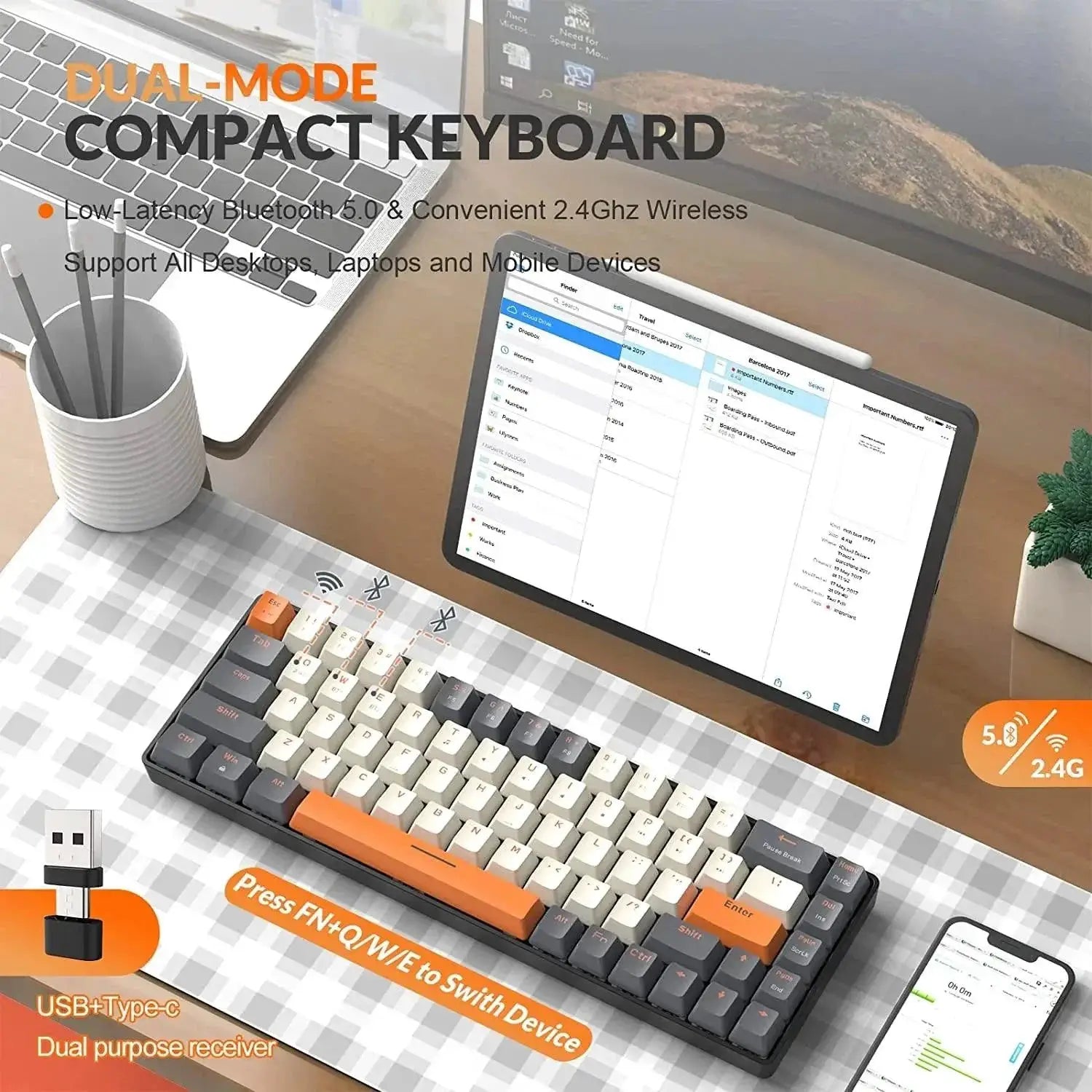 Mini Wireless Mechanical Keyboard With Swappable Red Switch