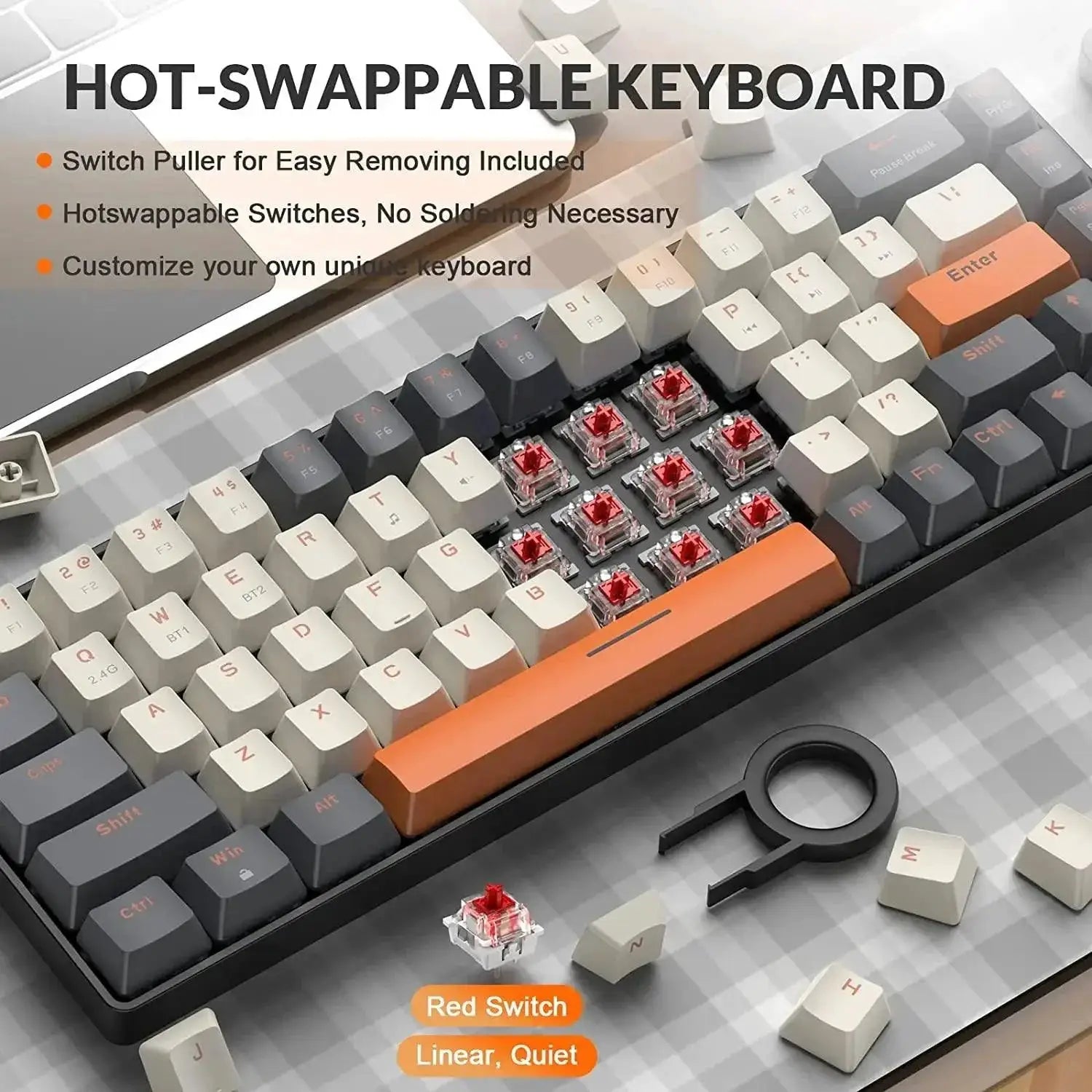Mini Wireless Mechanical Keyboard With Swappable Red Switch