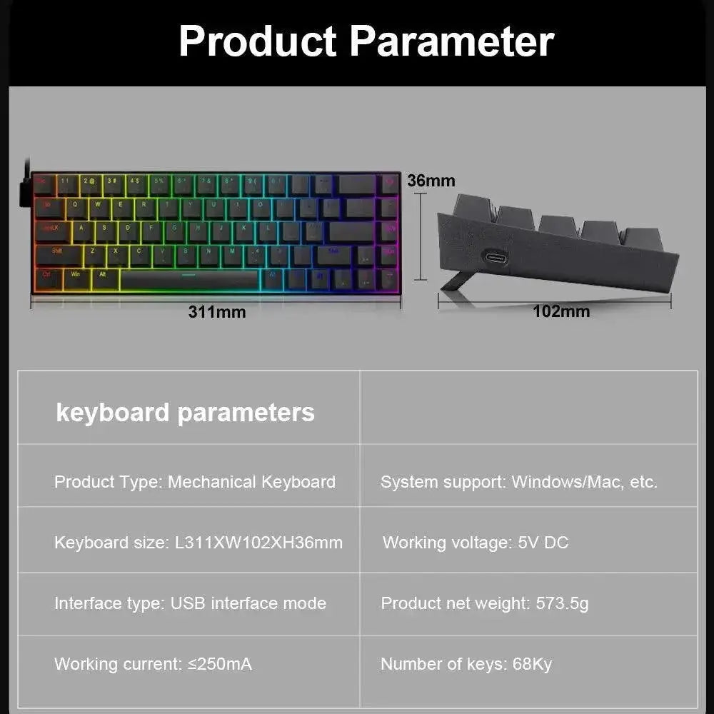 E-YOOSO Z686 RGB Mechanical Keyboard Red Switches For Gaming
