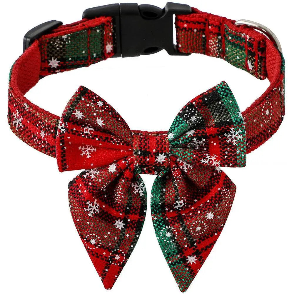 Snowflake Bow Dog Collar For Festive Holiday Fashion