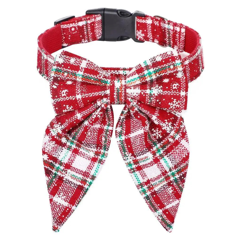 Snowflake Bow Dog Collar For Festive Holiday Fashion