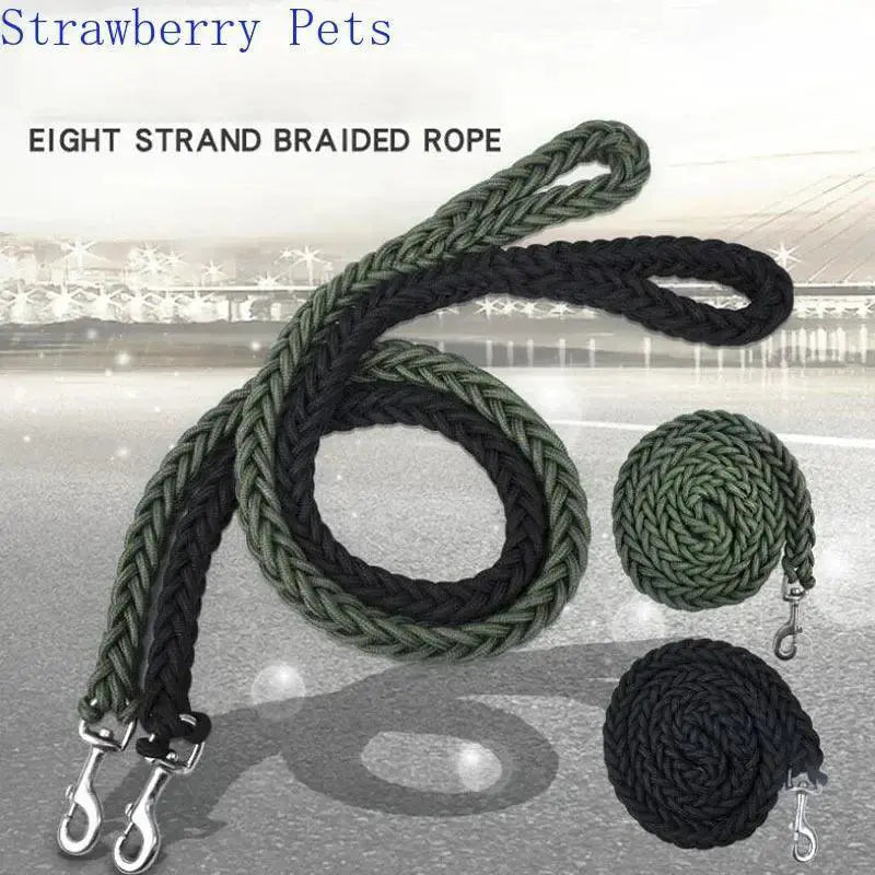 Army Green Nylon Dog Leash And Collar Set For Large Dogs