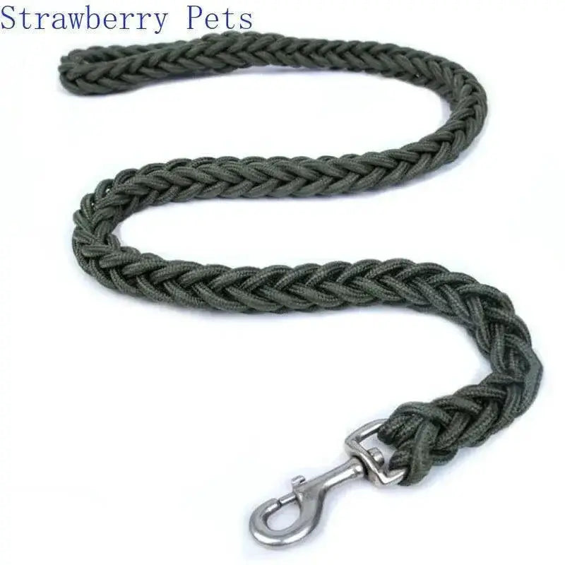 Army Green Nylon Dog Leash And Collar Set For Large Dogs