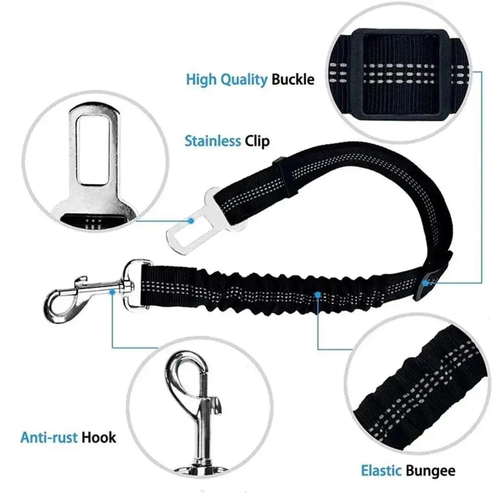 Dog Car Safety Harness Adjustable Reflective Nylon Seatbelt