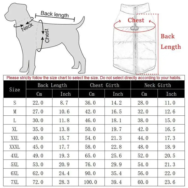 Winter Dog Vest Jacket Waterproof Coat For Large Breeds