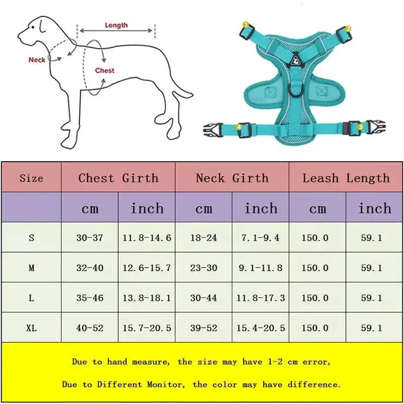 French Bulldog Reflective Mesh Harness With Leash Small
