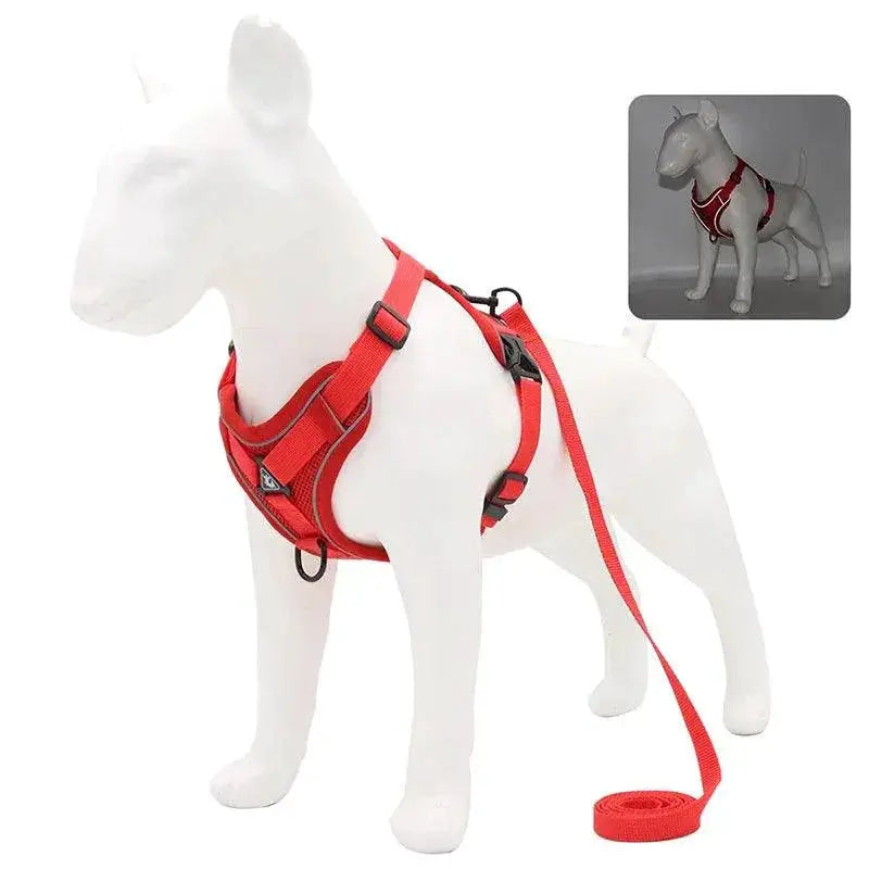 French Bulldog Reflective Mesh Harness With Leash Small
