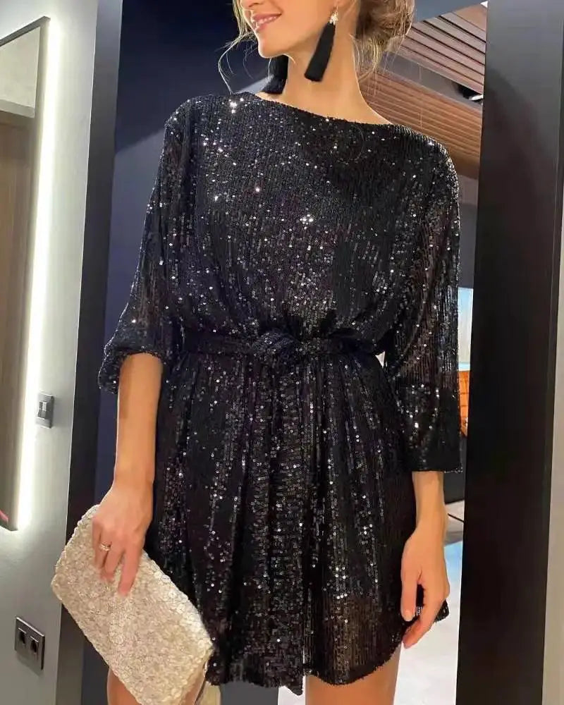 Sequin Elegance Luxurious Spring Mini Glamour Dress