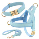 Personalized Leather Dog Collar Harness Leash Set Vest