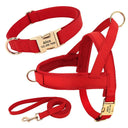 Personalized Leather Dog Collar Harness Leash Set Vest