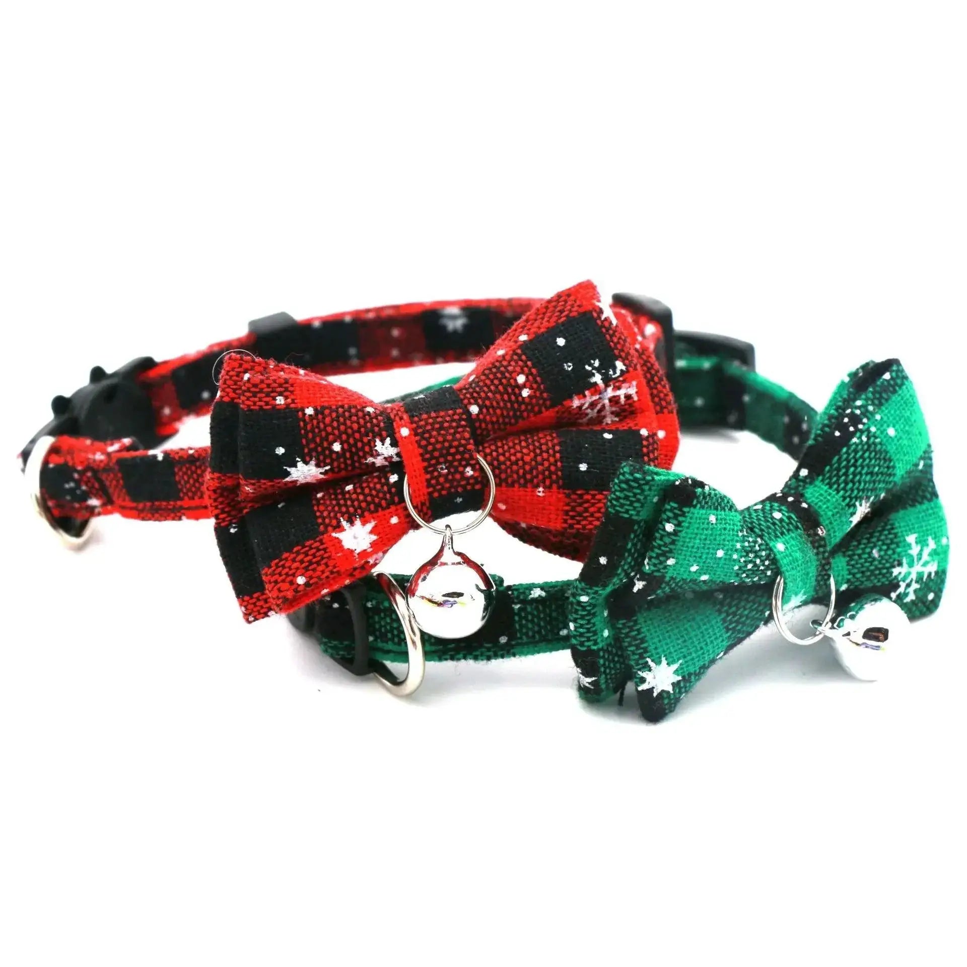 Festive Plaid Snowflake Breakaway Collar For Cats And Dogs