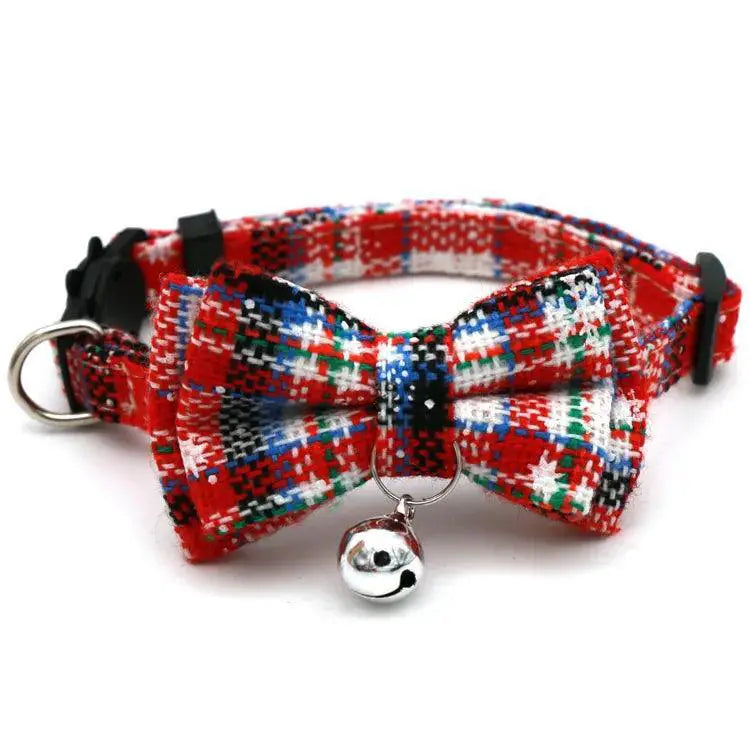 Festive Plaid Snowflake Breakaway Collar For Cats And Dogs