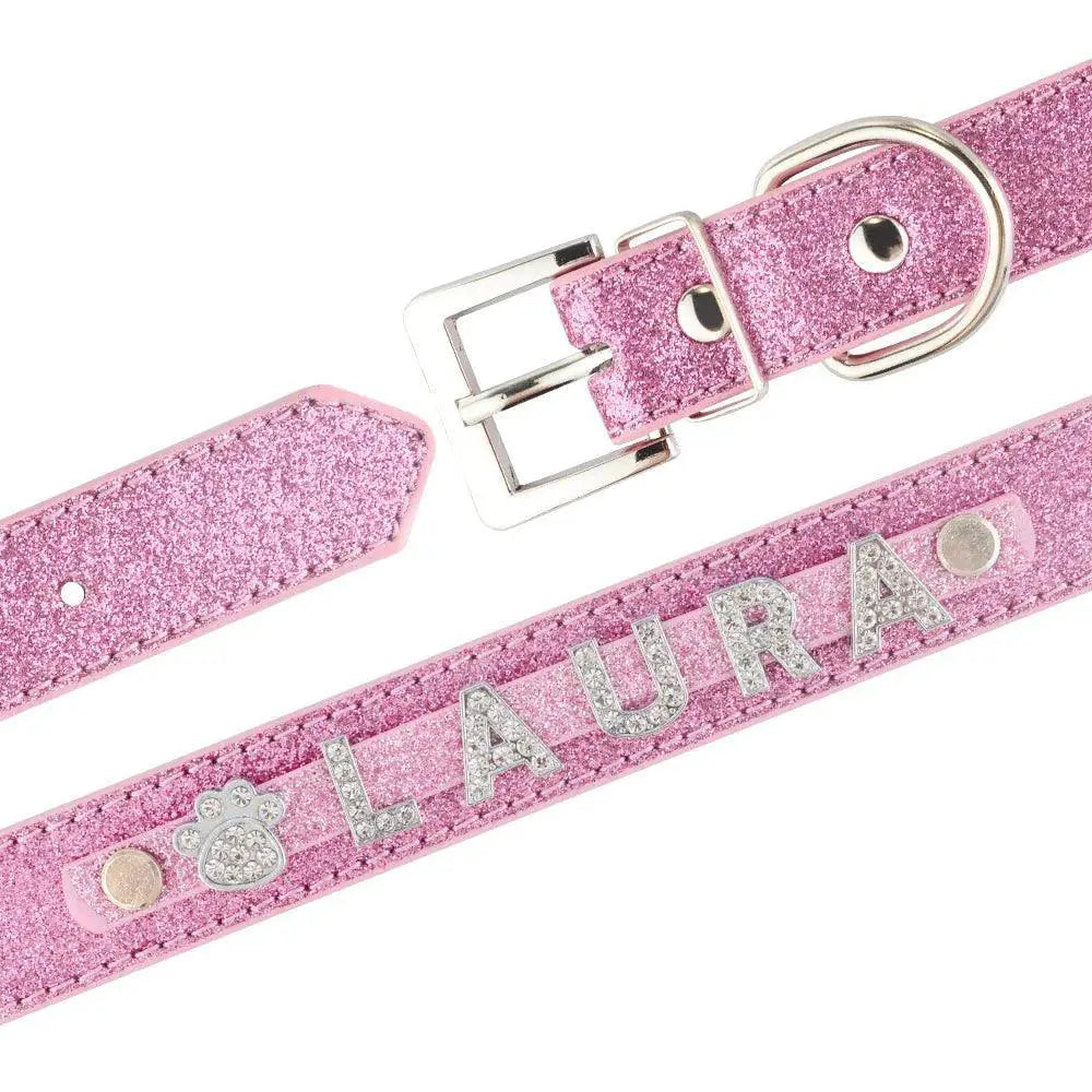 Custom Rhinestone Dog Collar With Personalized Name Plate