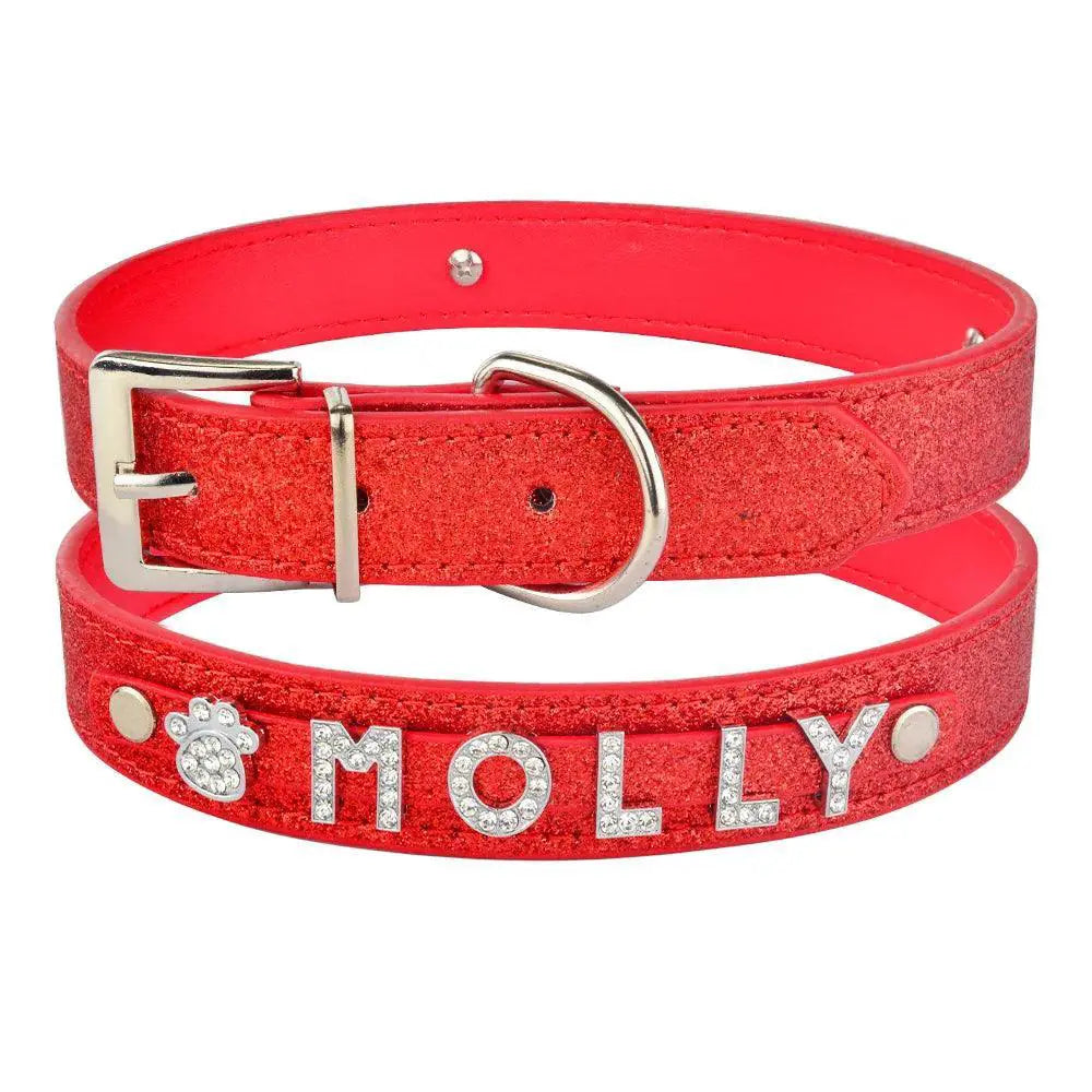 Custom Rhinestone Dog Collar With Personalized Name Plate