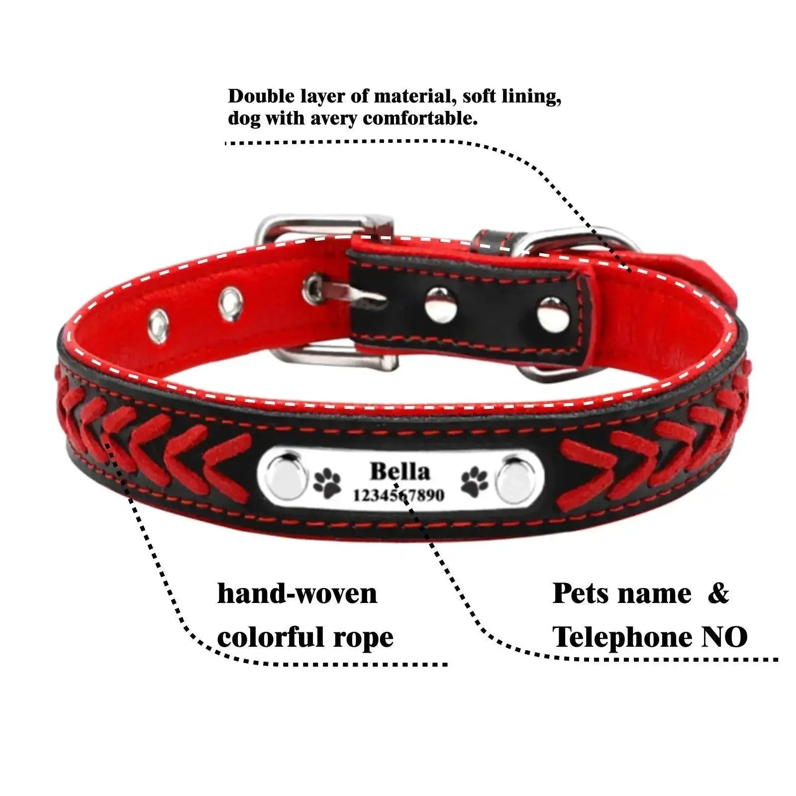 Personalized Leather Dog Collar Stylish Adjustable Fit