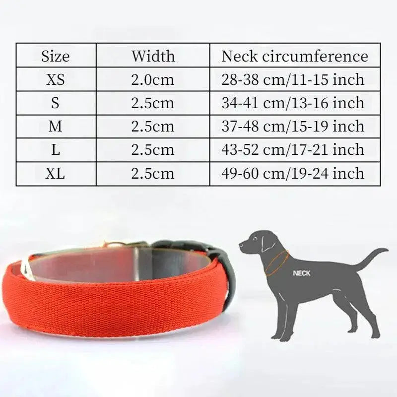LED Glow Safety Dog Collar Adjustable Flashing Necklace