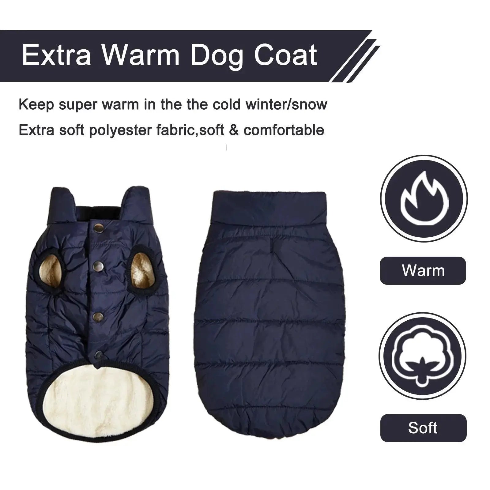 Winter Pup Warmer Cozy Fleece Dog Jacket for Cold Weather