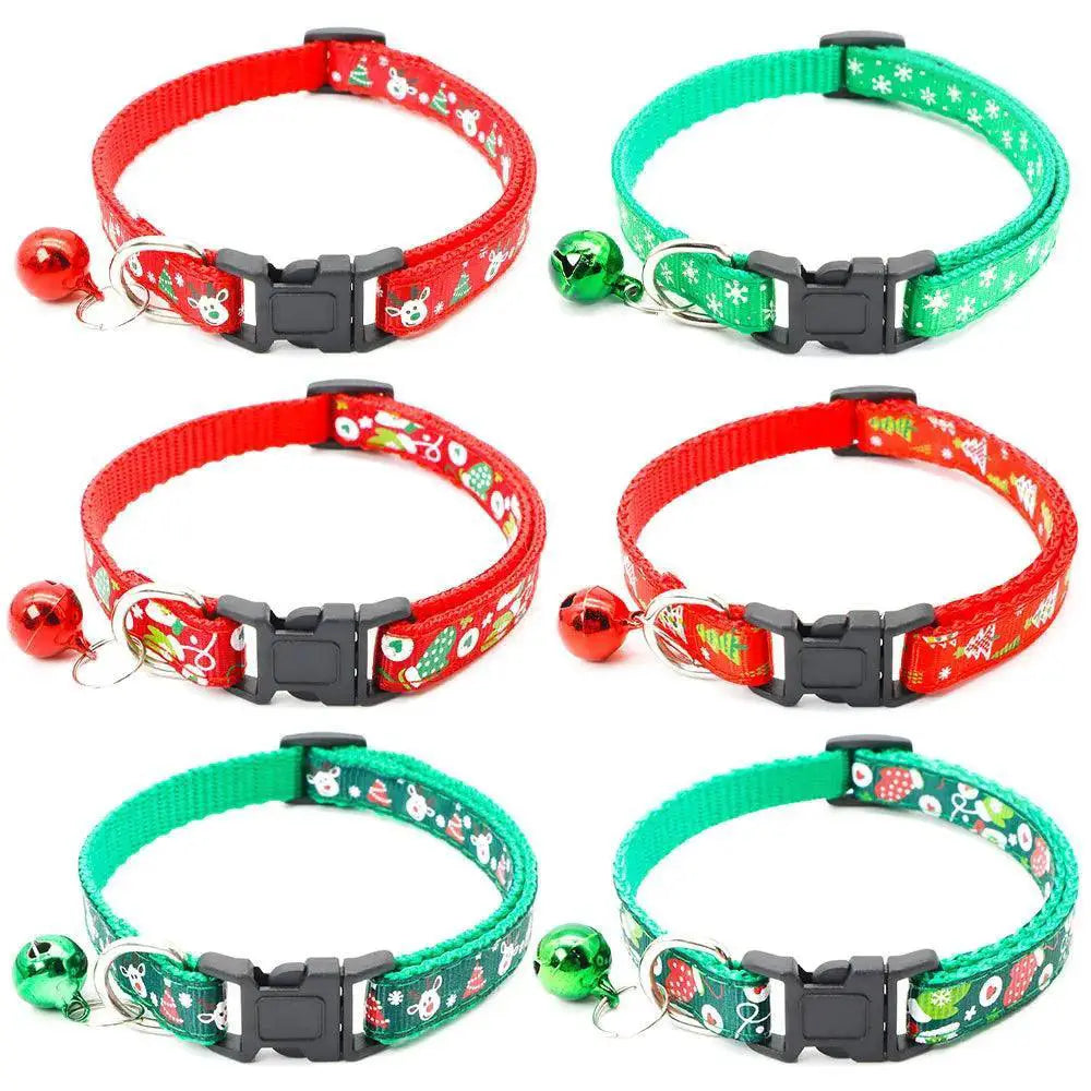 Adjustable Festive Pet Collar With Bell For Dogs And Cats