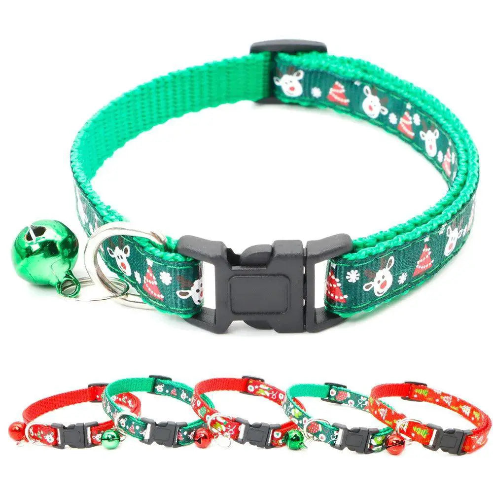 Adjustable Festive Pet Collar With Bell For Dogs And Cats