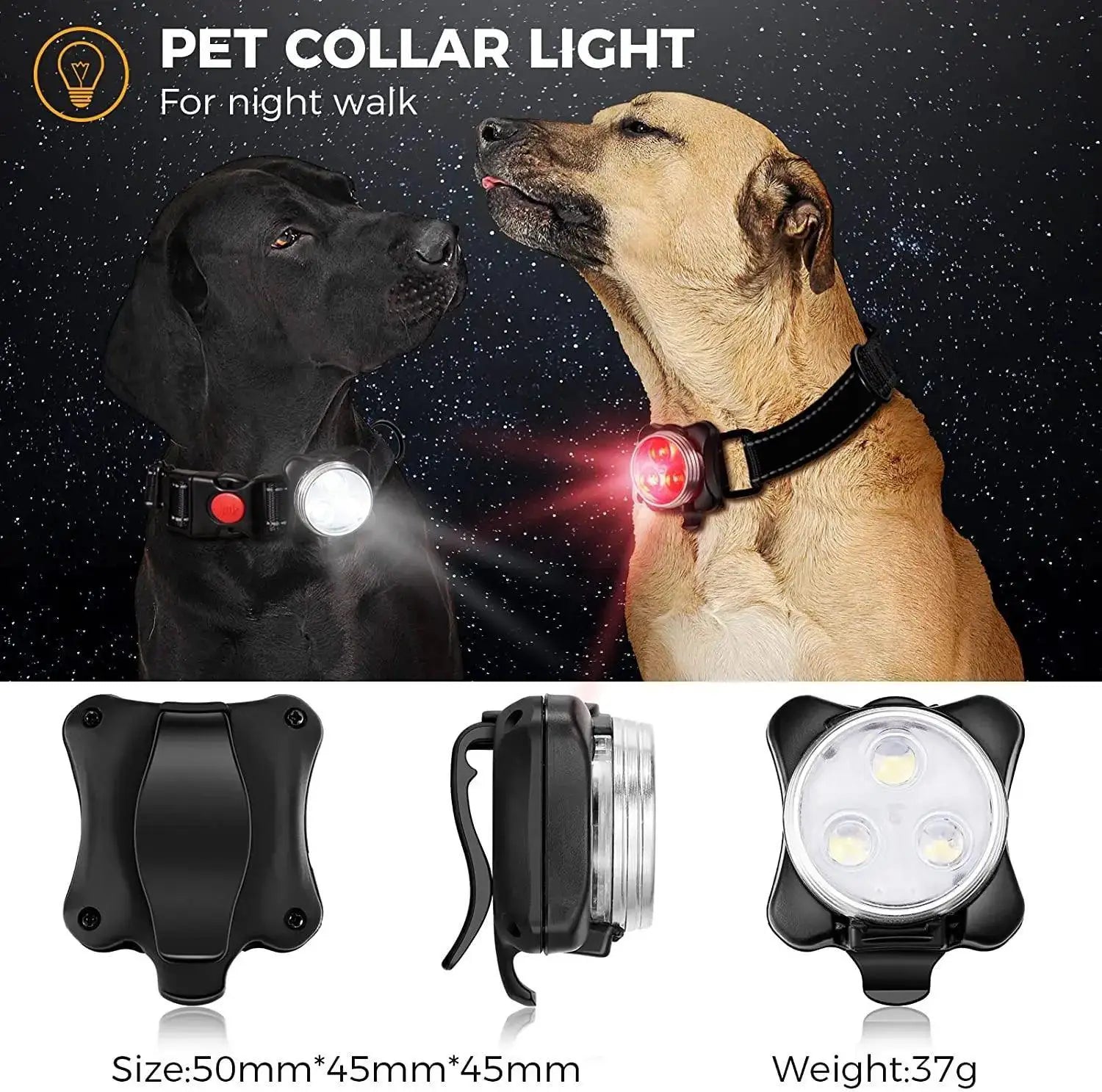 Led Dog Collar Safety Lights For Night Walks And Runs