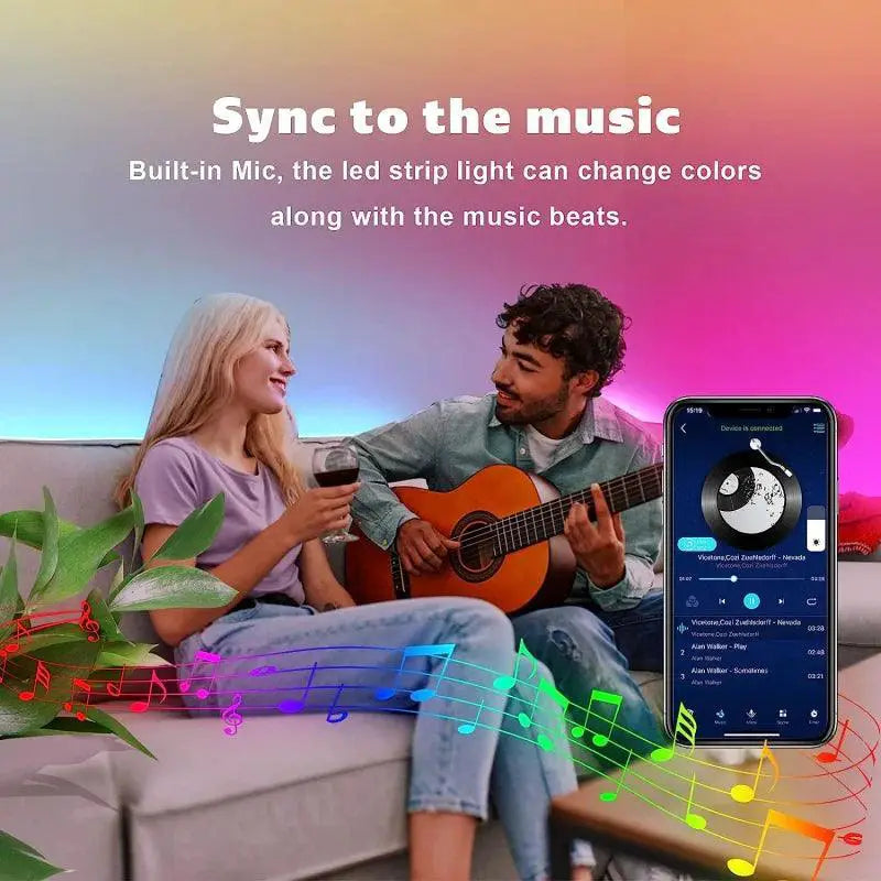 Color Changing LED Smart Strip Lights With Music Sync App
