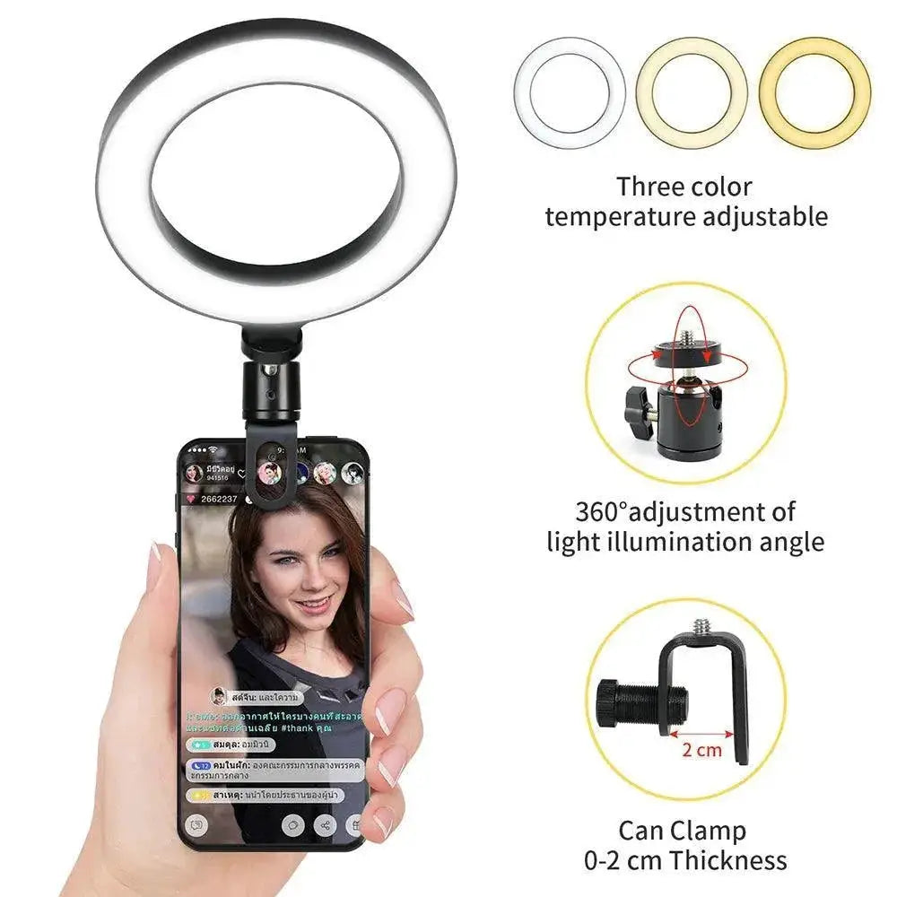 Adjustable LED Clip On Ring Light for Video Calls Online