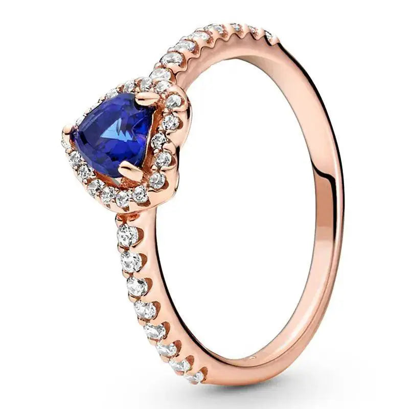 Red Heart Sterling Silver Ring With Colorful Crystals Gift