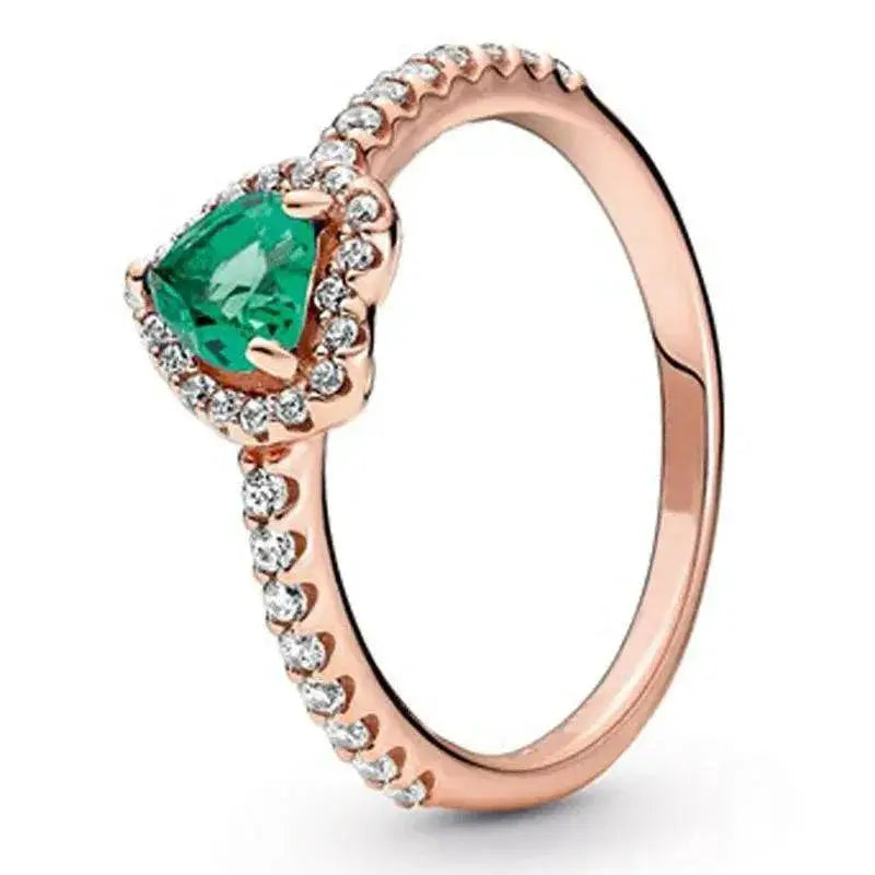 Red Heart Sterling Silver Ring With Colorful Crystals Gift