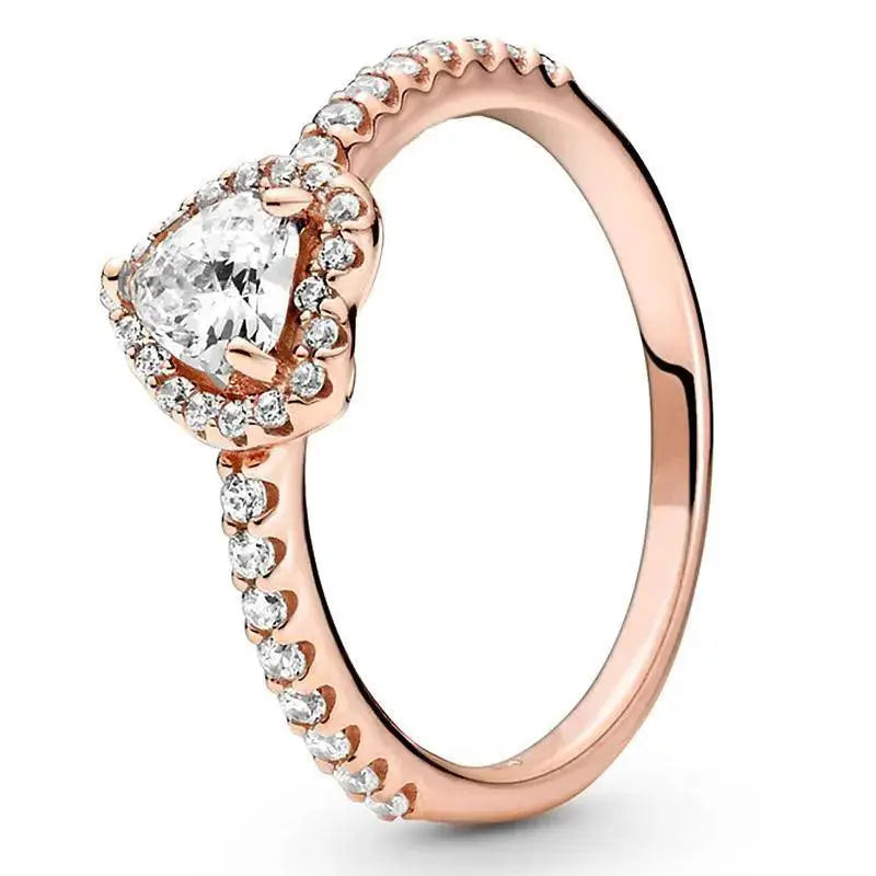 Red Heart Sterling Silver Ring With Colorful Crystals Gift