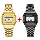 Gold Stainless Steel LED Mens Watch Modern Stylish Timepiece