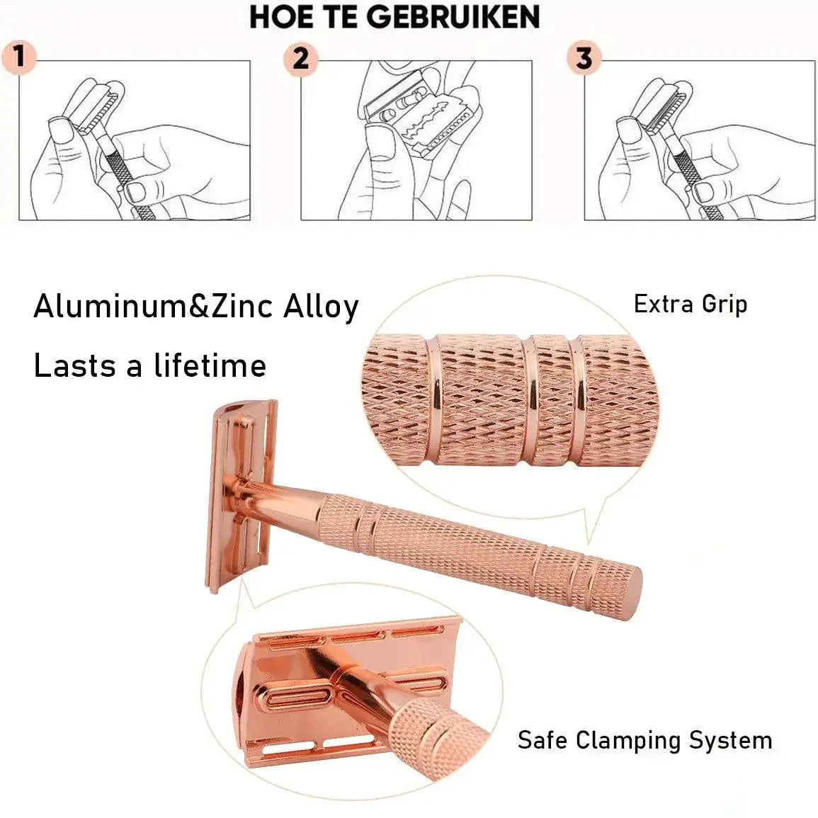 Rose Gold Double Edge Safety Razor Kit Shaving Solution