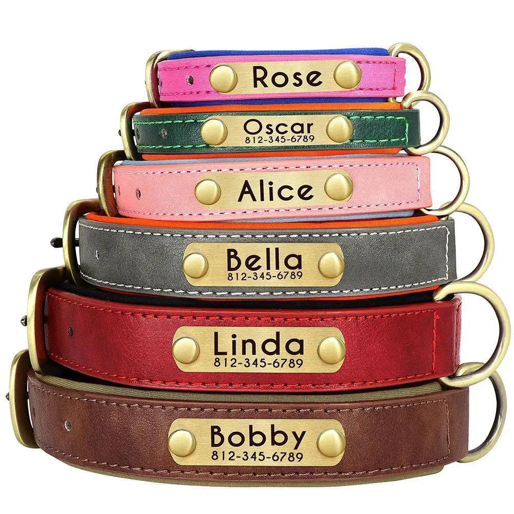 Stylish Personalized Leather Dog Collar With Free Engraving