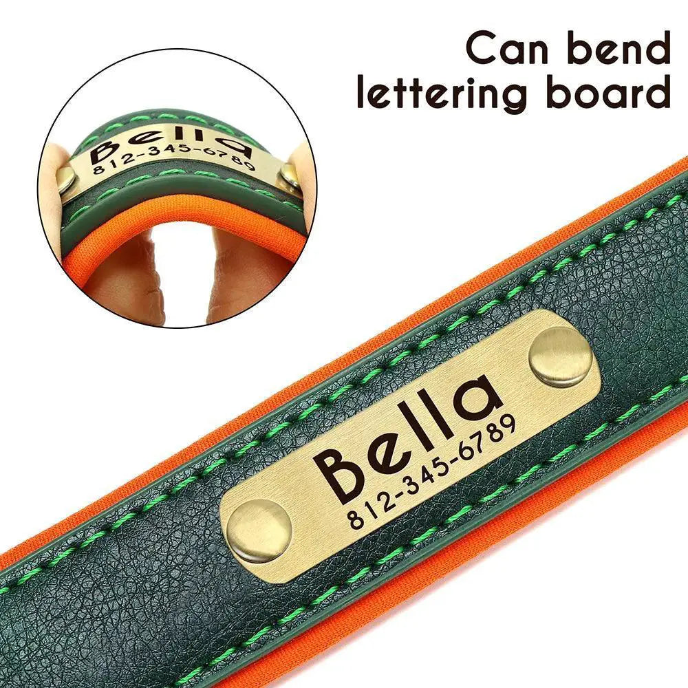Stylish Personalized Leather Dog Collar With Free Engraving