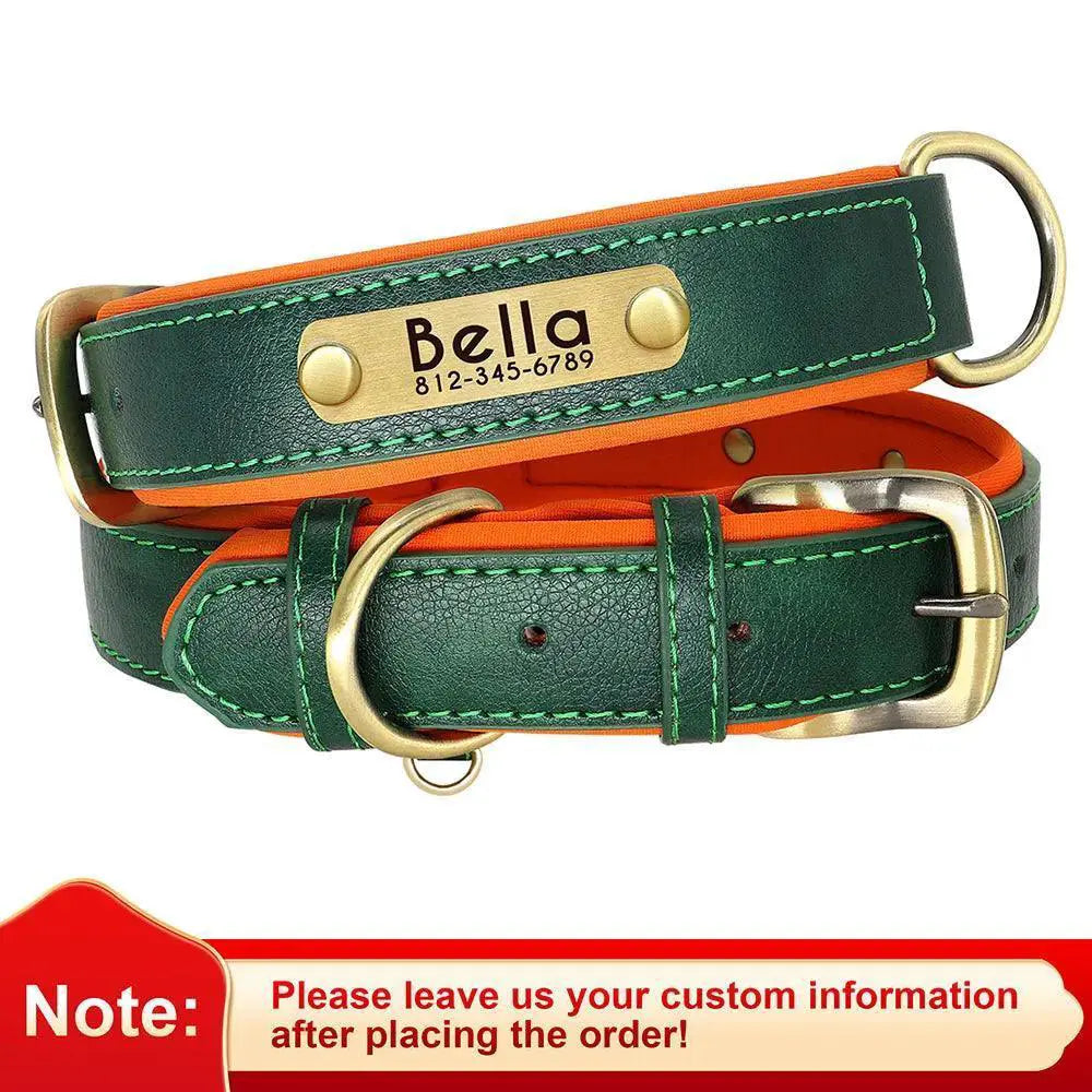 Stylish Personalized Leather Dog Collar With Free Engraving