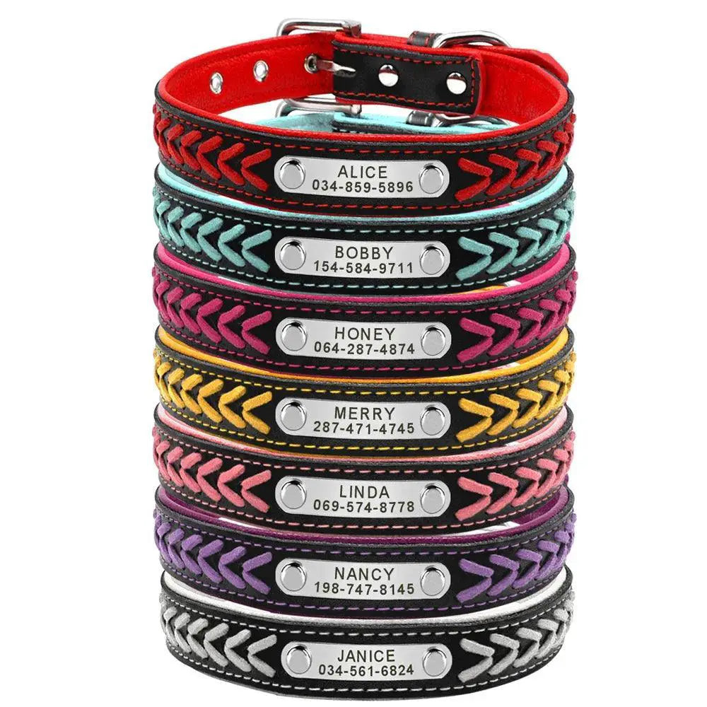 Personalized Leather Padded Dog Collar With Free Engraving - OurLum.com
