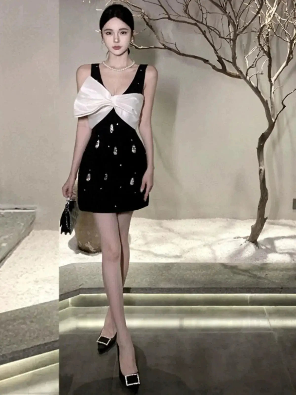 Birthday Bow Dress Summer Sleeveless Chic Women Fashion