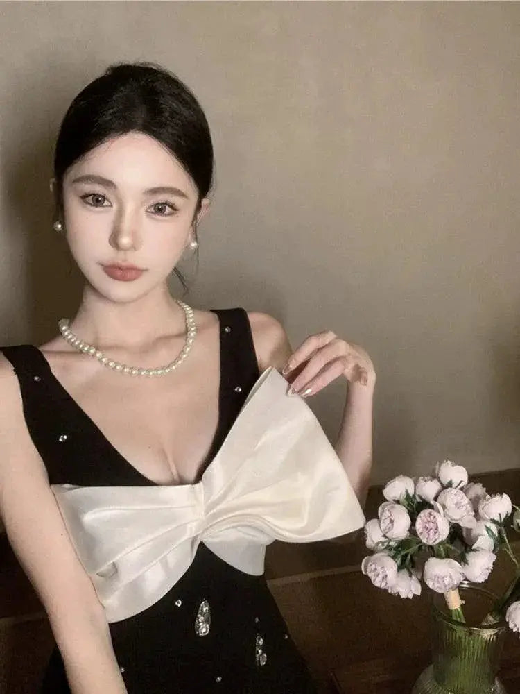 Birthday Bow Dress Summer Sleeveless Chic Women Fashion