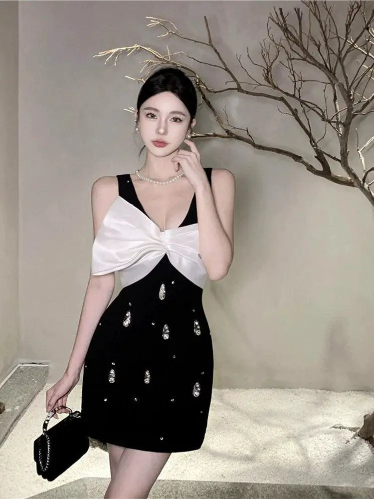 Birthday Bow Dress Summer Sleeveless Chic Women Fashion