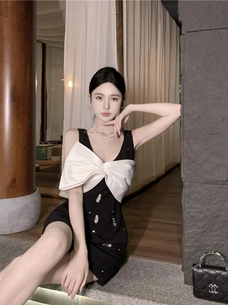 Birthday Bow Dress Summer Sleeveless Chic Women Fashion