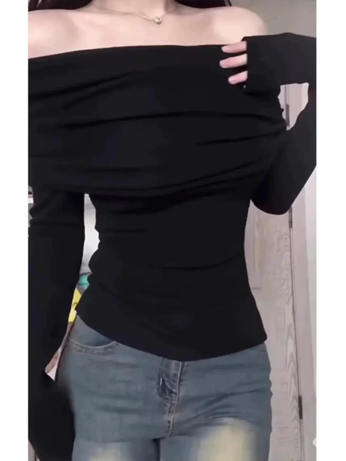 Elegant Off-The-Shoulder Sweater Winter Fashion Statement