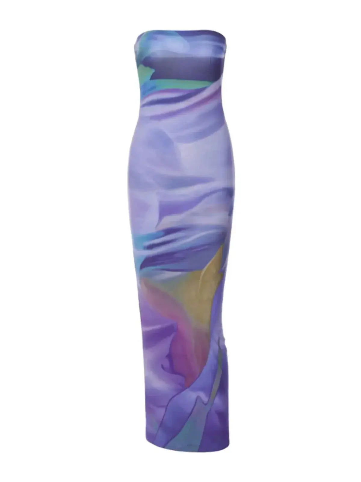 Elegant Floral Print Backless Tube Top Dress For Women